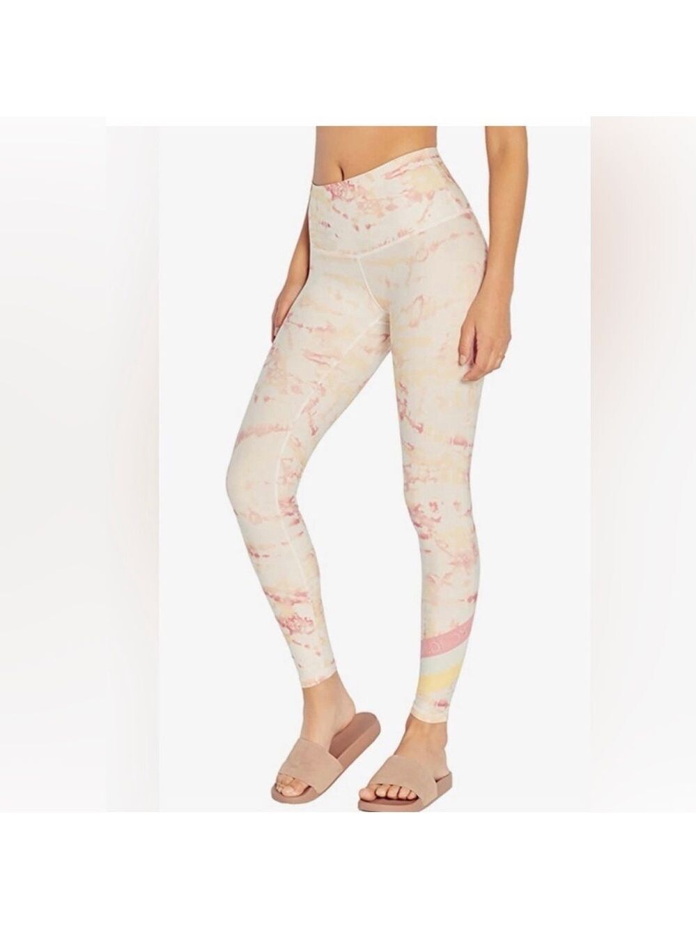 Wildfox Cream 7/8 ultra high rise and Pink tie dye Leggings